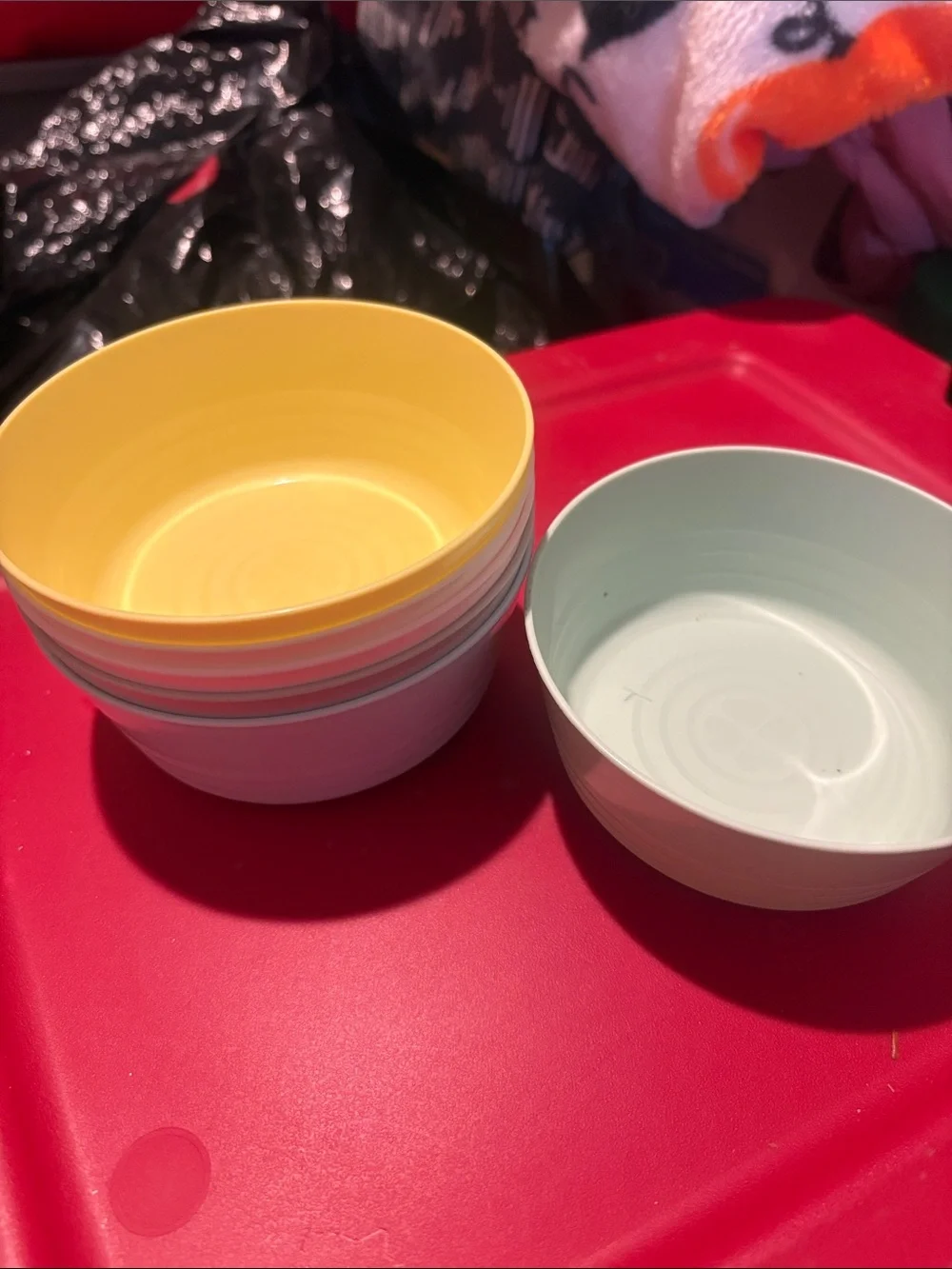 Set of Pastel Yellow and Mint Plastic Dining Bowls - Home Dining